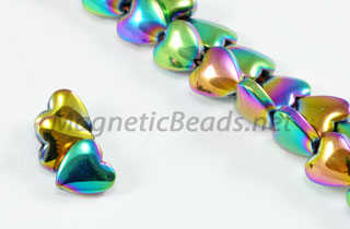 Magnetic Bead 6mm or 8mm Rainbow Puffed Heart (M-107-R)