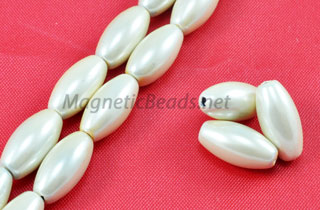 Magnetic Pearl Beads 6x12mm Creamy White Rice (MPW-503-C)