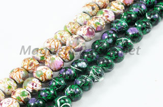 Magnetic Marbled Pearl Beads 4mm Green or White Marbled (MMB-4)