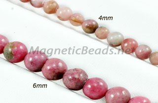 Semi-Precious Beads Rhodonite Round 4mm or 6mm (RHO)