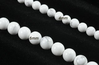 Semi-Precious Beads White Howlite Round 4mm or 6mm (WH)