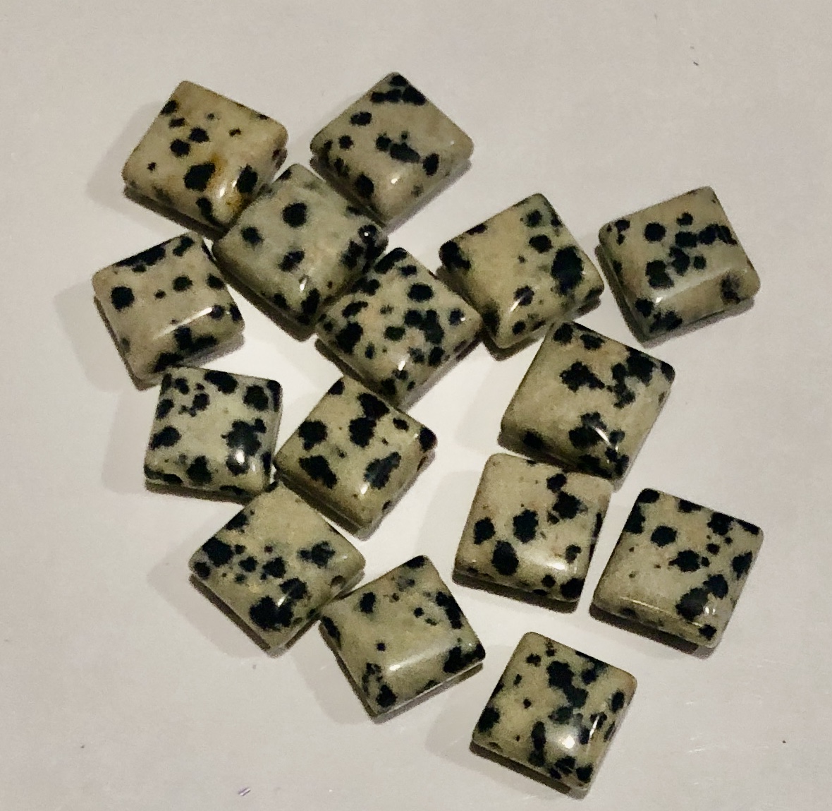 Semi-Precious-Beads Dalmatian Hole 10x10mm Spacers (SSA-10)