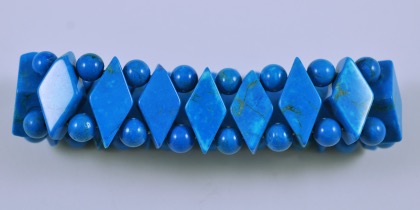 Semi-Precious Beads Blue Turquoise Stretch Bracelet (D-BLT)