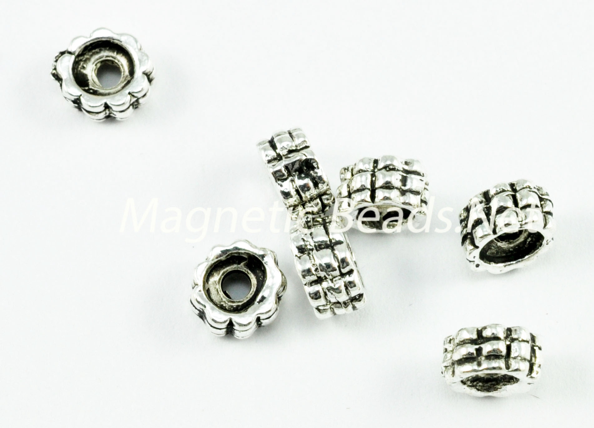Large Hole Spacer Beads Metal Spacers Silver Spacer Beads Silver Spacers  Metal Beads 7x4mm 