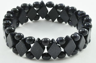 Semi-Precious Beads Blue Goldstone Stretch Bracelet (D-BG)