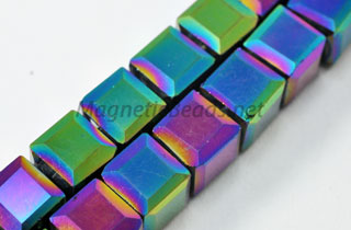 Glass Bead 6mm Cube Rainbow AB (GBCUBE-R)