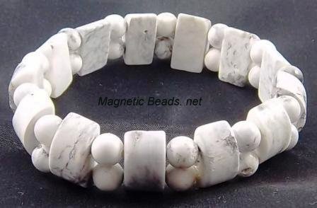 Semi-Precious Bead White Howlite Stretch Bracelet (HC-WH)