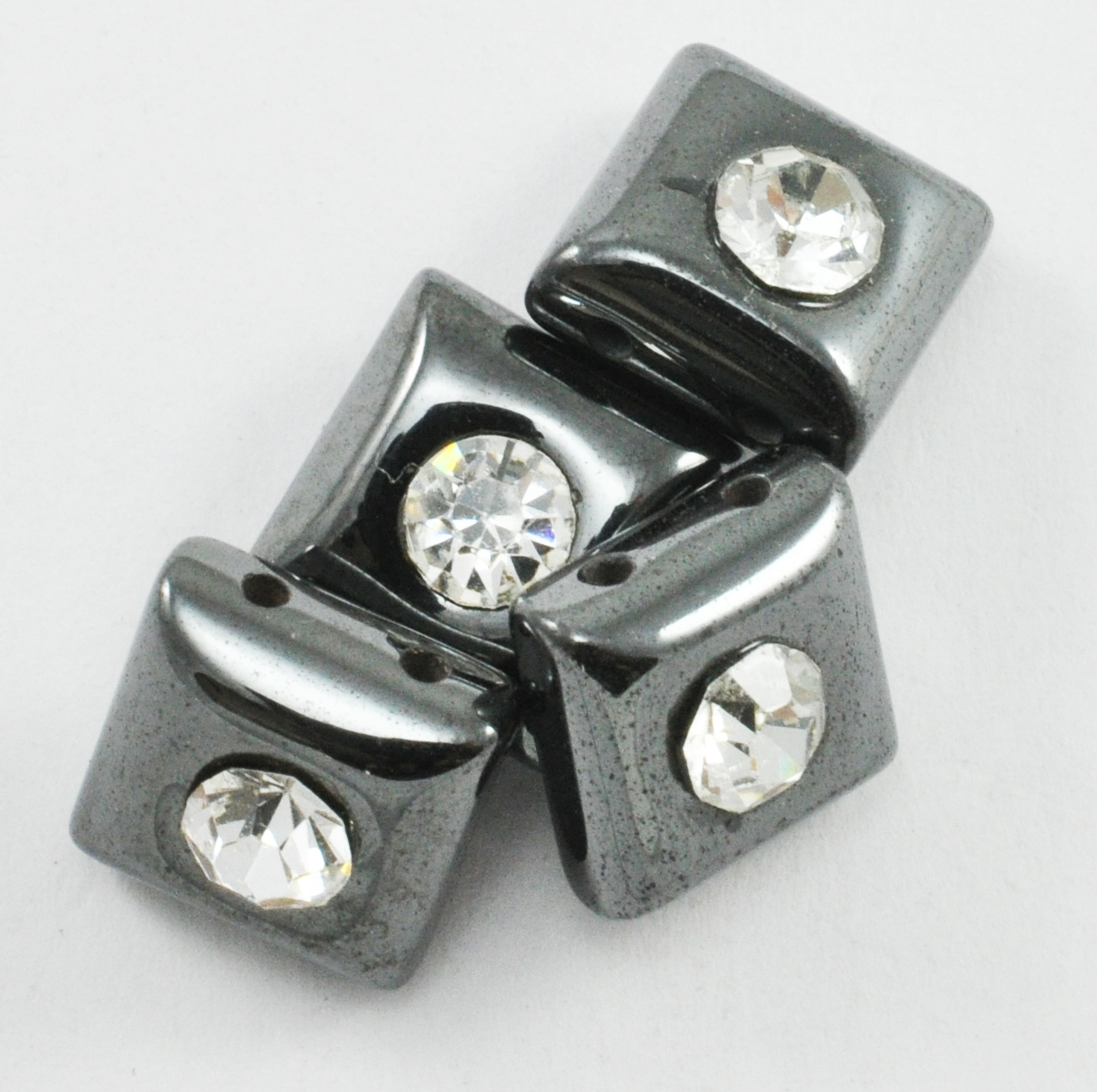 Magnetic Bead xmm 2 Hole Spacer With Rhinestone MS RS [MS