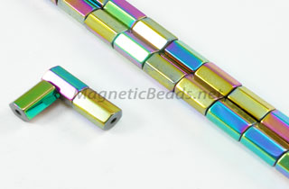 Magnetic Bead 5x8mm 6 Sided Rainbow Tube (M-403-R)