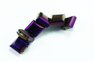 Magnetic Bead 2 Holed 10x10mm Purple Rainbow Spacer (MS-10-PR)