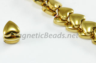 Magnetic Bead 6mm Gold Puffed Hearts (M-107-G)