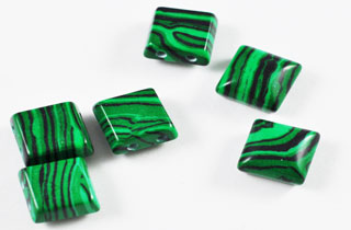 Semi Precious Beads Malachite 2 Hole 10x10mm Spacers SSA-10