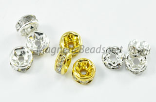 Metal Findings/Spacers Crystal Roundels 6m Silver or Gold CRS-1