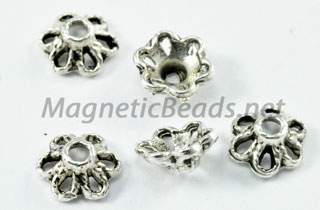 Metal Findings/Spacers 6mm Silver Metal Bead Cap (F-59)