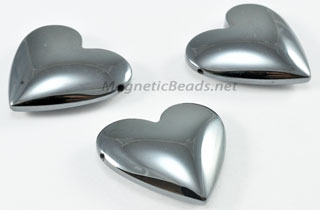 Non Magnetic Hematite 2 Hole 25 mm Heart Pendant H-25