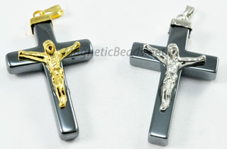 Non Magnetic Hematite Cross Gold or Silver Crucifix HCG