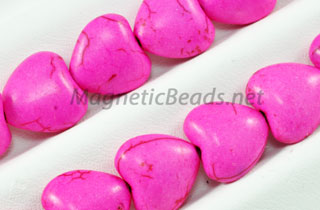 Semi-Precious Beads Pink Turquoise 12m Puffed Heart (PI-12M)