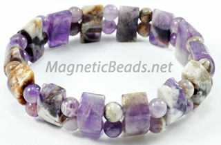 Semi-Precious Bead Amethyst Half Circle Stretch Bracelet (HC-AM)