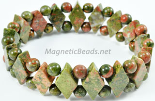 Semi-Precious Beads Unakite Stretch Bracelet (D-DU)