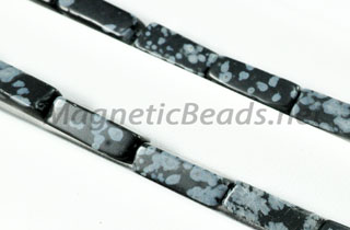 Semi-Precious Beads Rectangle 4x13m Snowflake Obsidian (RCT-SN)