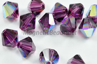 Swarovski Bi-Cone Crystals Amethyst AB 6mm (SWAMAB-06)