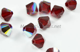 Swarovski Bi-Cone Crystals Siam Ruby AB 6mm SWSIAMRAB-06