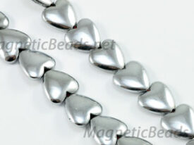 Magnetic Bead 12mm Silver Puffed Heart Veritcal Hole (M-901-S)