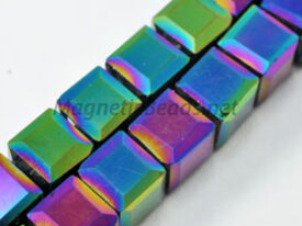 Glass Bead 6mm Cube Rainbow AB (GBCUBE-R)