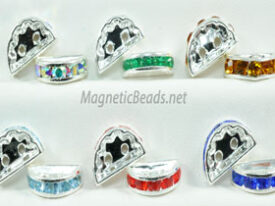 Half Circle 8x12mm Silver Rhinestone Spacer (RS-2)