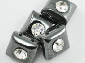 Magnetic Bead 10x10mm 2 Hole Spacer With Rhinestone (MS-10-RS)