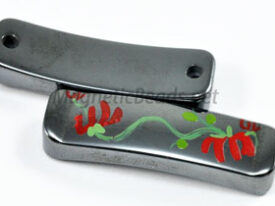 Magnetic Bead 9x36mm Bar with Red Flowers (MB-106-R)