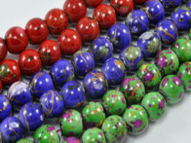 Magnetic Marbled Pearl Bead 6mm S Green, Red (MMPB)