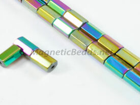 Magnetic Bead 5x8mm 6 Sided Rainbow Tube (M-403-R)