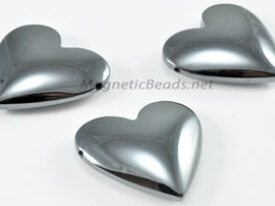 Non Magnetic Hematite 2 Hole 25 mm Heart Pendant H-25
