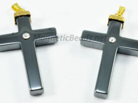 Non Magnetic Hematite Cross Gold w/Rhinestone HCG-R
