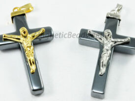 Non Magnetic Hematite Cross Gold or Silver Crucifix HCG