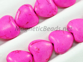 Semi-Precious Beads Pink Turquoise 12m Puffed Heart (PI-12M)