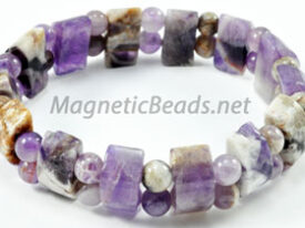 Semi-Precious Bead Amethyst Half Circle Stretch Bracelet (HC-AM)