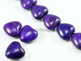 Semi-Precious Beads Purple Turquoise 12mm Puffed Heart (PT-12)