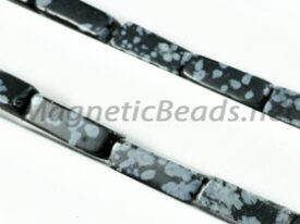 Semi-Precious Beads Rectangle 4x13m Snowflake Obsidian (RCT-SN)